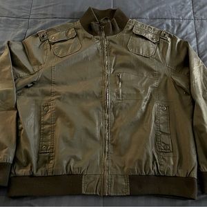 Mens faux worn leather look jacket